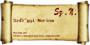 Szügyi Norina névjegykártya